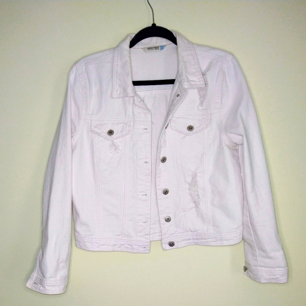 White Jean Jacket by Highway Jeans - Size Large